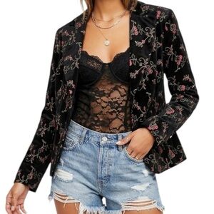 Good Clothes Embroidered Corduroy Blazer Black Size Small